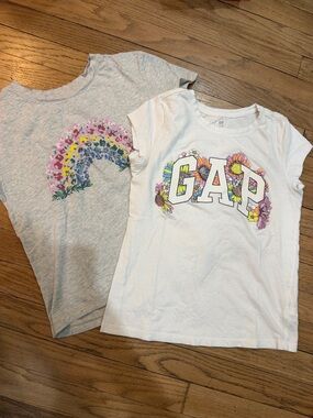 GAP White Floral Logo Tee with Multicolor Flower Accents - White